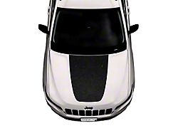 Topographic Map Hood Graphic with Washer Nozzle Cutouts; Black (14-23 Jeep Cherokee KL)