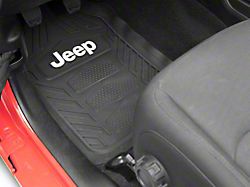 WeatherPro Front and Rear Floor Mats with Jeep Logo; Black (Universal; Some Adaptation May Be Required)