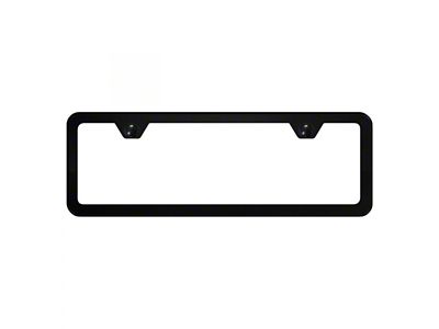 2-Hole Mini Frame License Plate Frame; Black Powder-Coated Stainless (Universal; Some Adaptation May Be Required)