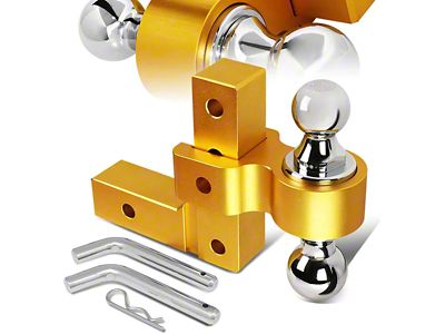 2-Inch Receiver Hitch Adjustable Dual-Ball Mount; 6-Inch Drop; Gold (Universal; Some Adaptation May Be Required)