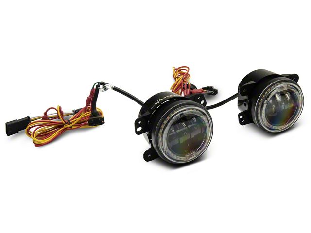 Quake LED Tempest 4-Inch Fog Lights with White DRL Halo and Amber Turn Signal (20-24 Jeep Gladiator JT)