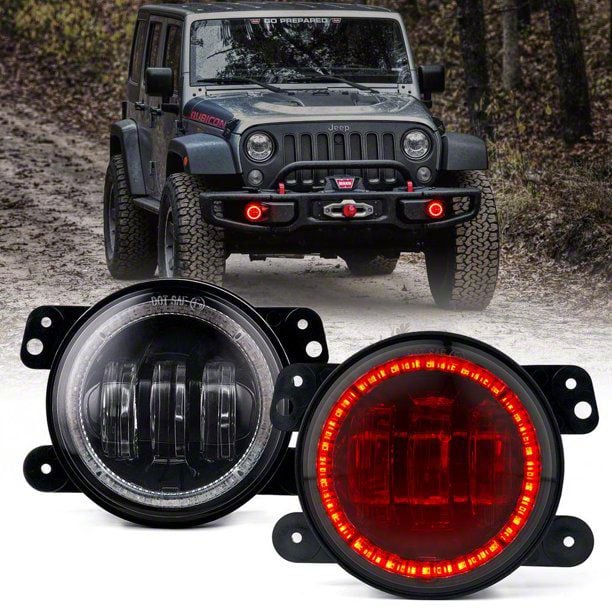 Jeep Gladiator 4-Inch Escapade Series 60W LED Fog Lights with Red Halo ...