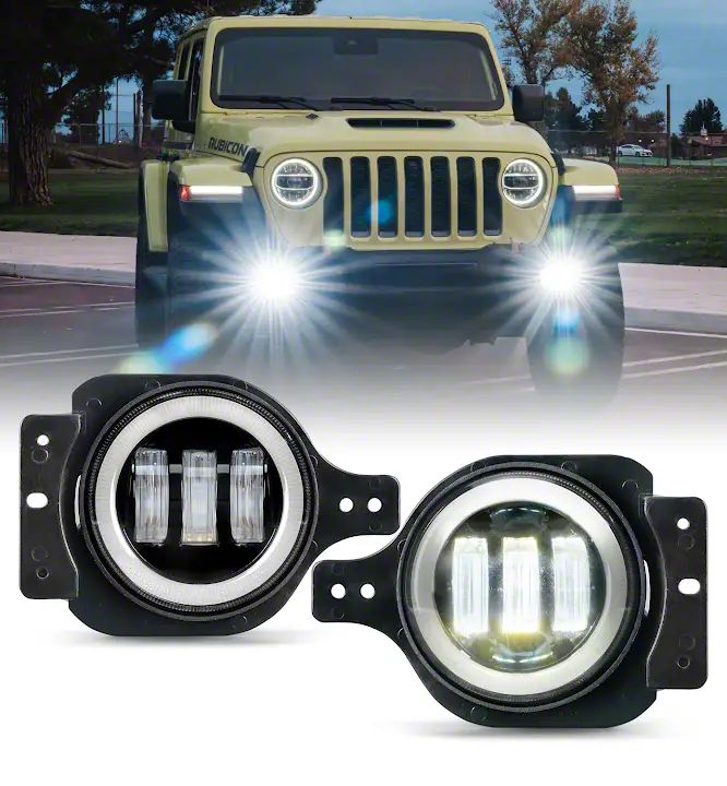 Jeep Gladiator 4-inch Iii Series Halo Led Fog Lights; White (20-25 Jeep 