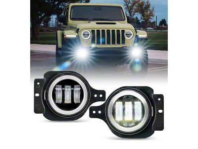 4-Inch III Series Halo LED Fog Lights; White (20-24 Jeep Gladiator JT)