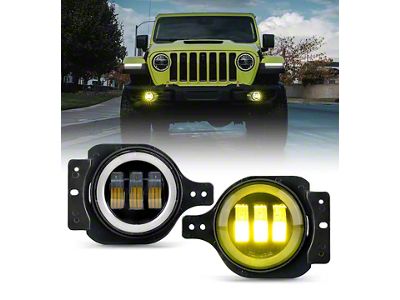 4-Inch III Series Halo LED Fog Lights; Yellow (20-24 Jeep Gladiator JT)