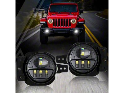 4-Inch LED Fog Lights with Adapter Ring (20-24 Jeep Gladiator JT)