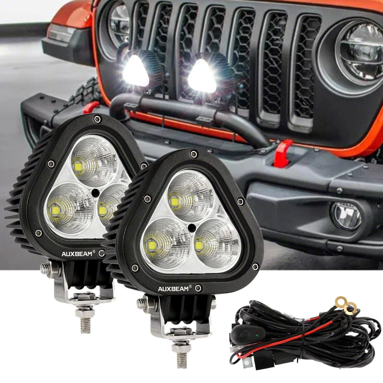 Jeep Gladiator 4-Inch Triangle White LED Pod Lights; Spot Beam ...