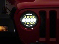 7-Inch LED Headlights with Partial Halo; Black Housing; Clear Lens (20-24 Jeep Gladiator JT)