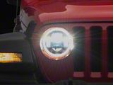 9-Inch LED Halo Headlights with DRL, Amber Turn Signals and LED Halo Fog Lights; Black Housing; Clear Lens (20-25 Jeep Gladiator JT)