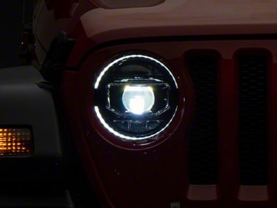 American Modified 9-Inch LED Halo Headlights with Start-up Animation; Black Housing; Clear Lens (20-25 Jeep Gladiator JT)