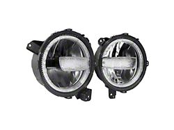 9-Inch LED Headlights with DRL Halo; Black Housing; Clear Lens (20-24 Jeep Gladiator JT)