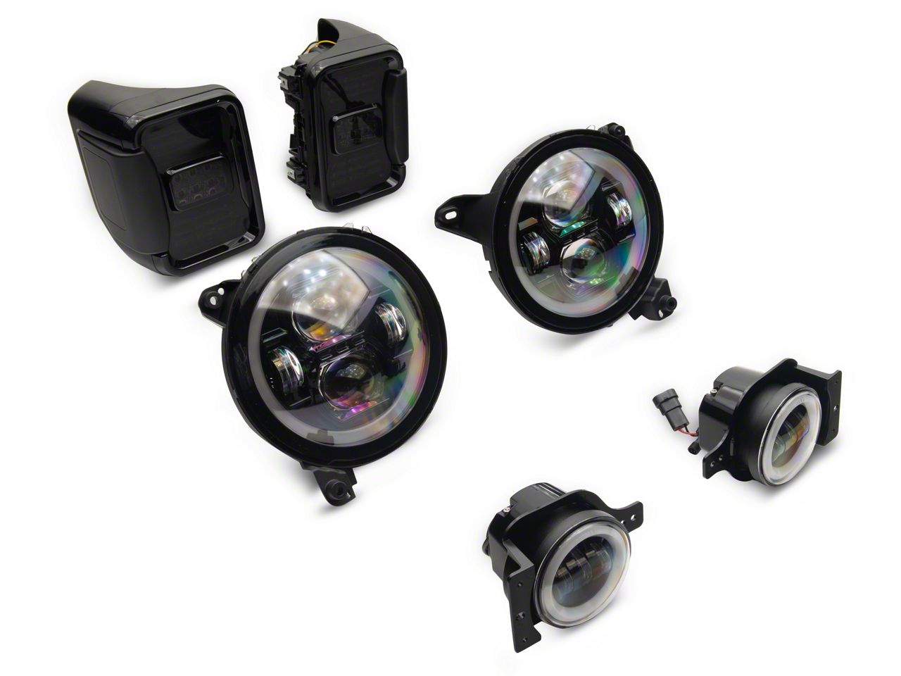 Jeep Gladiator 9-Inch LED RGB Halo Headlight, LED RGB Fog Light and LED ...