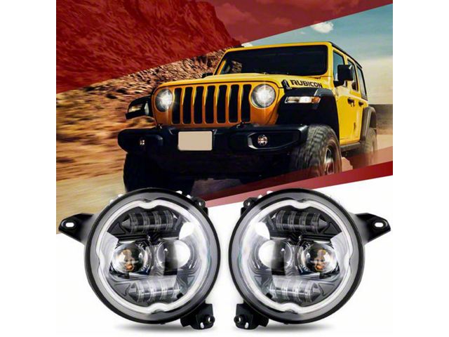 9-Inch LED RGBW Chasing Headlights; Black Housing; Clear Lens (20-24 Jeep Gladiator JT)