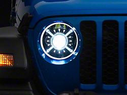 9-Inch RGB LED Headlights with Bluetooth Control; Black Housing; Clear Lens (20-25 Jeep Gladiator JT)