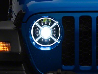 9-Inch RGB LED Headlights with Bluetooth Control; Black Housing; Clear Lens (20-24 Jeep Gladiator JT)