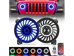 9-Inch Sharingan RGB Halo LED Headlights; Black Housing; Clear Lens (20-25 Jeep Gladiator JT)