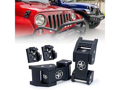 Aluminum Hood Latches; Star (20-24 Jeep Gladiator JT)