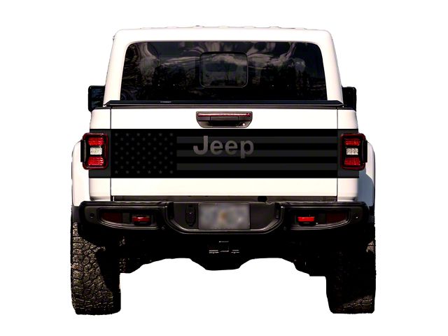 American Flag Tailgate Wrap Graphic; Black (20-24 Jeep Gladiator JT)