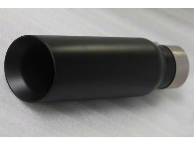 Angled Cut Rolled End Round Exhaust Tip; 4-Inch; Black (Fits 2.75-Inch Tailpipe)