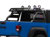 Atlas Roll Bar with 5.30-Inch Red Round Flood LED Lights; Black (20-25 Jeep Gladiator JT)