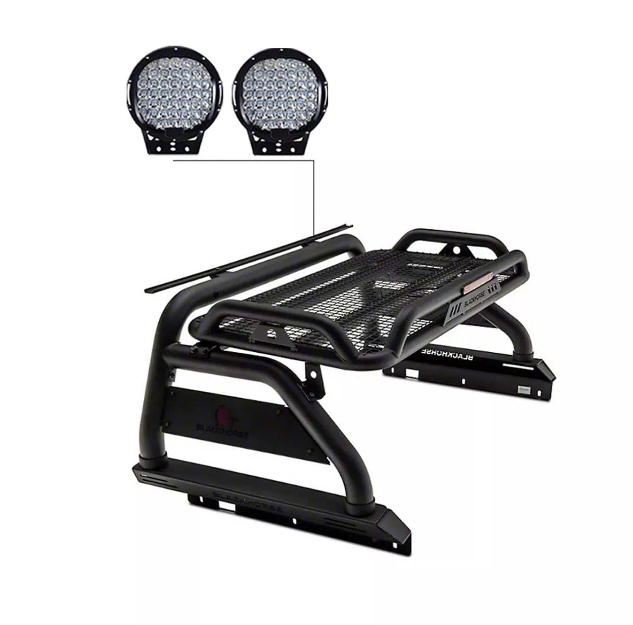 Jeep Gladiator Atlas Roll Bar with 9-Inch Black Round LED Lights for ...