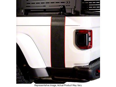 Topographic Map Bedside Stripe Graphic; Black with Green Outline (20-25 Jeep Gladiator JT)