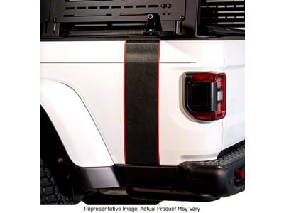 Topographic Map Bedside Stripe Graphic; Black (20-25 Jeep Gladiator JT)