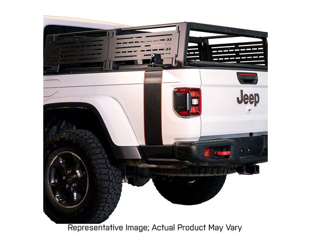 Bedside Stripe Graphic; Matte Black with Gloss Black Outline (20-24 Jeep Gladiator JT)