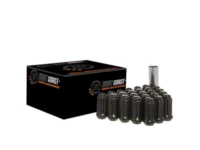 Black Acorn Spline Lug Nuts; M14x1.5; Set of 20 (20-24 Jeep Gladiator JT)