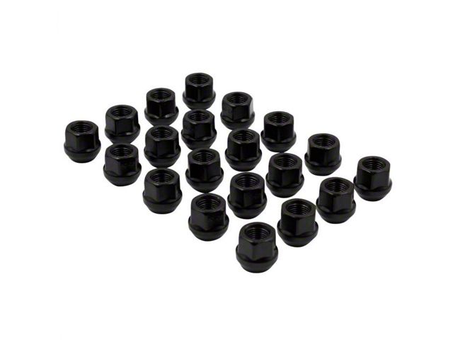 Black Bulge Acorn Lug Nut Kit; 14mm x 1.5; Set of 20 (20-24 Jeep Gladiator JT)