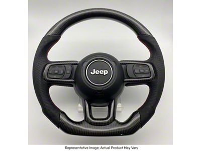 Blue Carbon Fiber and Alcantara Steering Wheel with Trim, Blue Stitching and Black Stripe (20-24 Jeep Gladiator JT)