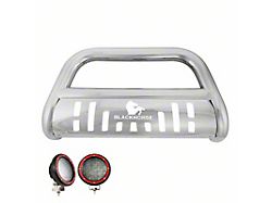 Bull Bar with 5.30-Inch Red Round Flood LED Lights; Stainless Steel (20-24 Jeep Gladiator JT, Excluding Mojave)