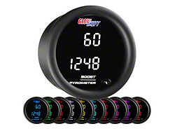 Digital Dual 60 PSI Boost and Pyrometer EGT Gauge; Black 10 Color (Universal; Some Adaptation May Be Required)