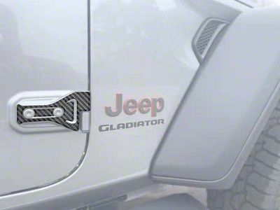 Door Hinge Overlays; Forged Carbon Fiber (20-24 Jeep Gladiator JT)