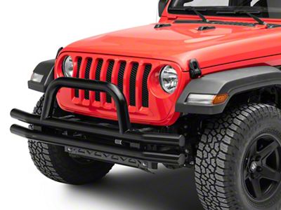 Double Tube Front Bumper with Hoop; Black (20-24 Jeep Gladiator JT)