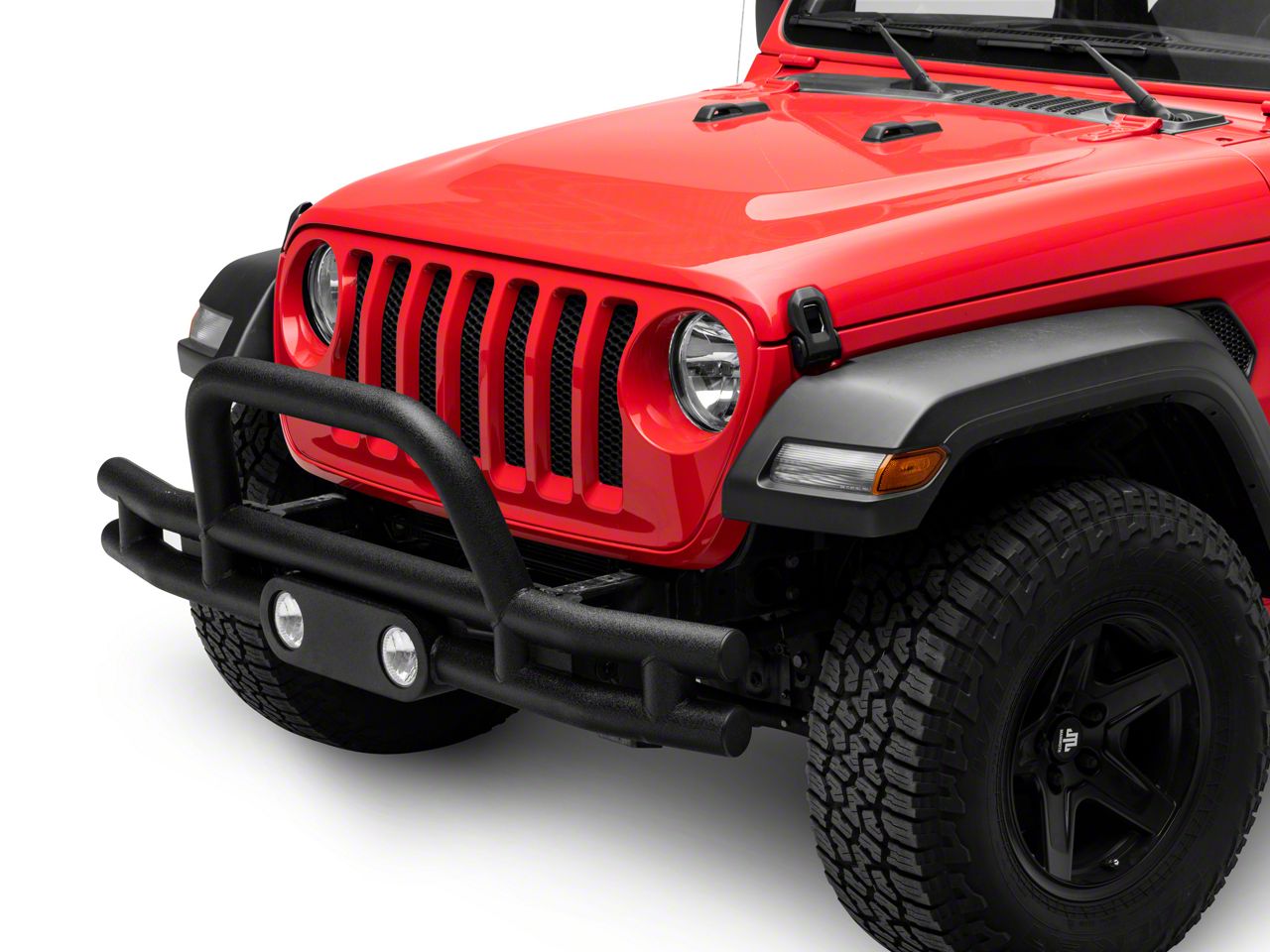 Jeep Gladiator Double Tube Front Bumper with Stinger; Textured Black ...