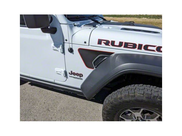 Fender Vent Decals; Matte Black with Red Pinstripe (20-24 Jeep Gladiator JT)