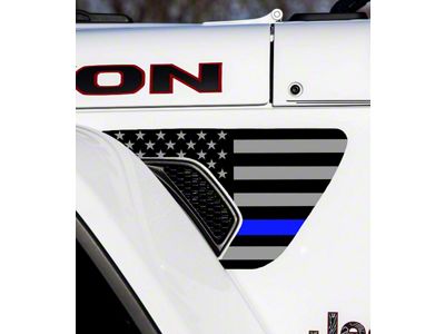 FLAG Fender Vent Premium Wrap Decal; Thin Blue Line (20-24 Jeep Gladiator JT)