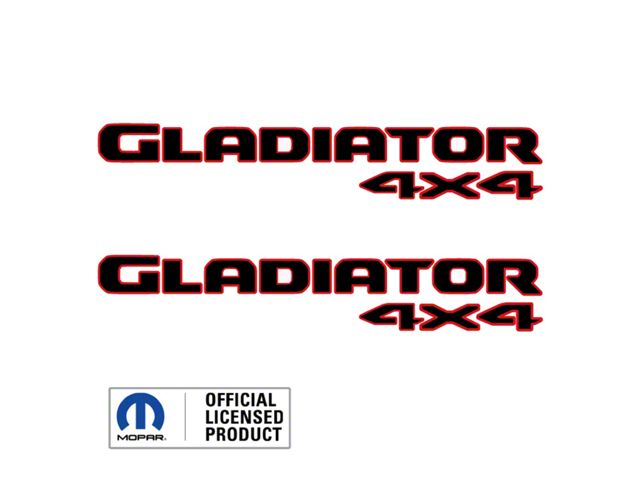 GLADIATOR 4x4 Tailgate Logo; Black with Red Ouline (20-24 Jeep Gladiator JT)