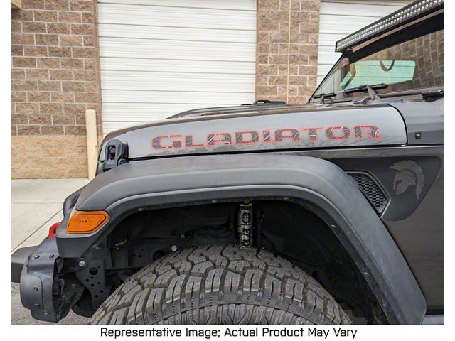 GLADIATOR Hood Letters; Topographic Print Gloss Black (20-24 Jeep Gladiator JT)