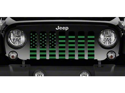 Grille Insert; Black and Green American Flag (20-24 Jeep Gladiator JT)