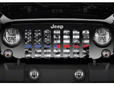 Grille Insert; Dirty Grace Tactical Back the Blue and Red (20-24 Jeep Gladiator JT)