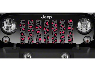 Grille Insert; Gray and Pink Leopard Print (20-24 Jeep Gladiator JT)