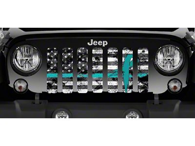 Grille Insert; Teal Ribbon Tactical American Flag (20-24 Jeep Gladiator JT)