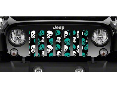 Grille Insert; Teal Skulls (20-24 Jeep Gladiator JT)