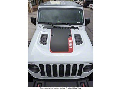 Hood Stripe with 1941 Logo; Carbon Fiber Black (20-24 Jeep Gladiator JT, Excluding Launch Edition, Mojave & Rubicon)