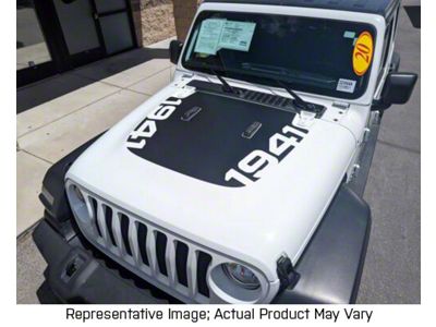 Hood Stripe with Double 1941 Logos; Carbon Fiber Black (20-24 Jeep Gladiator JT, Excluding Launch Edition, Mojave & Rubicon)