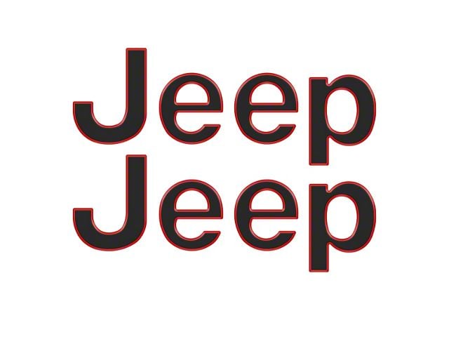 Jeep Fender Emblem Letter Overlays; Matte Black with Red Outline (20-24 Jeep Gladiator JT)