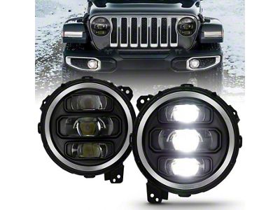 LED Projector Headlights; Black Housing; Clear Lens (20-22 Jeep Gladiator JT)