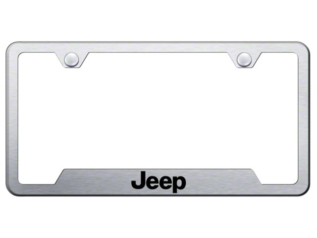 Jeep Laser Etched Cut-Out License Plate Frame; Brushed (Universal; Some Adaptation May Be Required)